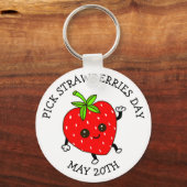 Pick aardbeien Dag - 20 mei Button Sleutelhanger (Voorkant)