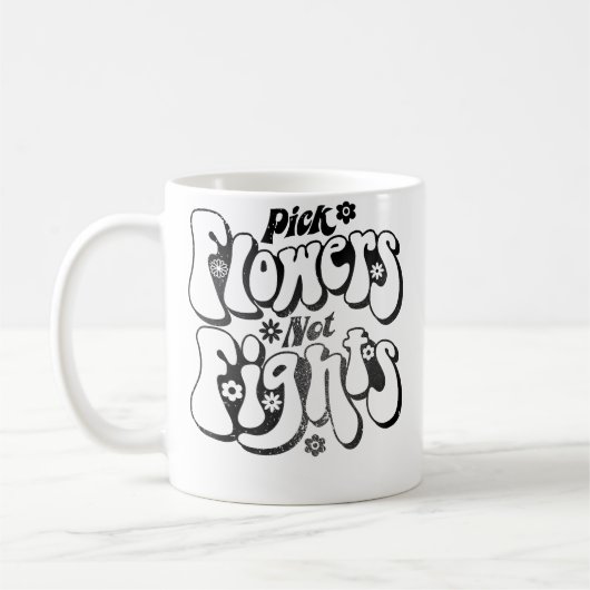Pick Flowers Not Fights Vintage 70S Peace Koffiemok (Links)