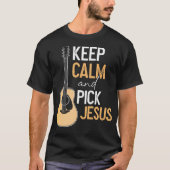 Pick Jesus Christelijk Bass Guitar Player Musicus  T-shirt (Voorkant)