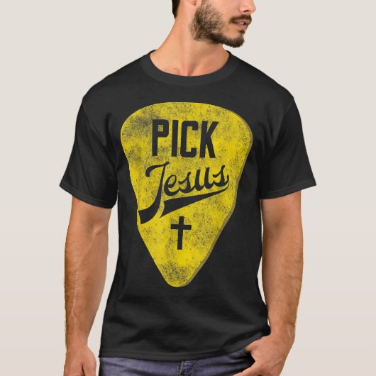 Pick Jesus Christelijke Music Pastor Guitar T-shirt (Voorkant)