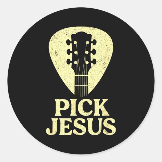 Pick Jesus - Christian Guitar Worship Pastor  Ronde Sticker (Voorkant)