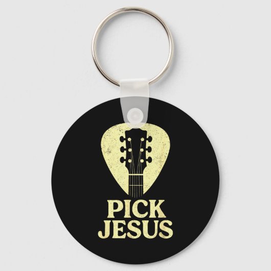 Pick Jesus - Christian Guitar Worship Pastor Sleutelhanger (Voorkant)