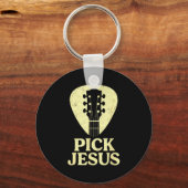 Pick Jesus - Christian Guitar Worship Pastor Sleutelhanger (Voorkant)