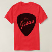 PICK JESUS FENDER STYLE BLACK T-SHIRT (Design voorkant)