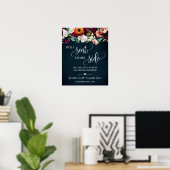 Pick Seat Beide Side Wedding Wine Navy Sign Poster (Thuiskantoor)