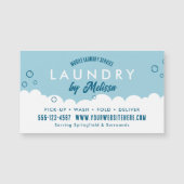Pick-Up Laundry Service Blue & White Magnetic Card (Voorkant)