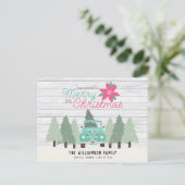 pick-up truck & bomen boerderij kerst briefkaart (Staand voorkant)