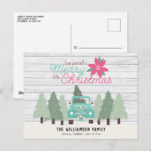 pick-up truck & bomen boerderij kerst briefkaart (Voorkant / Achterkant)