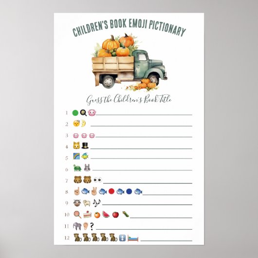  pick-up truck emoji Baby shower spel Poster (Voorkant)