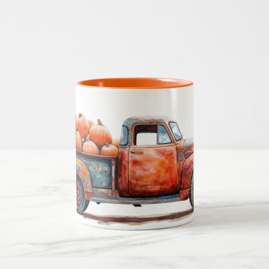  pick-up truck pompoenoogst tweekleurige koffiemok (Center)