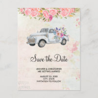  pick-up truck rustieke bruiloft Save the Date