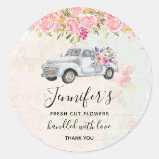  pick-up truck rustieke Waterverf Business Ronde Sticker