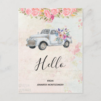 pick-up truck rustieke Waterverf Hallo Briefkaart