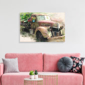  pick-up truck w / Wild Flowers Canvas Print (Insitu (Woonkamer))