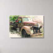  pick-up truck w / Wild Flowers Canvas Print (Voorkant)