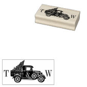pick-up Vrachtwagen & Kerstboom initialen Rubberstempel (Gestempeld)