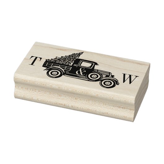 pick-up Vrachtwagen & Kerstboom initialen Rubberstempel (Stempel)