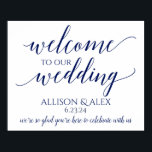 PICK-UW-EIGEN KLEUR! Romantic Wedding Welcome Sign Poster<br><div class="desc">HOE U UW ONTWERPKLEUR WILT WIJZIGEN: Klik op "Aanpassen" en kies vervolgens een nieuwe achtergrondkleur. Welkom uw trouwgasten in stijl met dit romantische kalligrafie "Welkom bij ons huwelijk"-teken. Pas aan met uw namen en datum en een dankbetuiging aan de onderkant.</div>