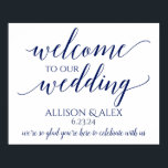 PICK-UW-EIGEN KLEUR! Romantic Wedding Welcome Sign Poster<br><div class="desc">HOE U UW ONTWERPKLEUR WILT WIJZIGEN: Klik op "Aanpassen" en kies vervolgens een nieuwe achtergrondkleur. Welkom uw trouwgasten in stijl met dit romantische kalligrafie "Welkom bij ons huwelijk"-teken. Pas aan met uw namen en datum en een dankbetuiging aan de onderkant.</div>