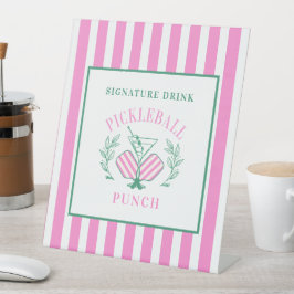 Pickball Cocktail Club | Ondertekening Drink Reclamebord Met Voetstuk