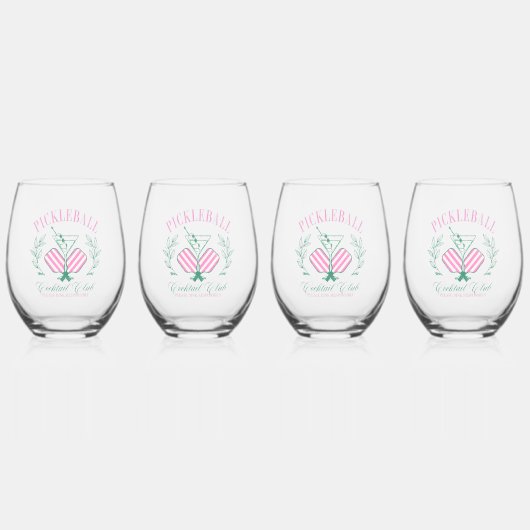 Pickball Cocktail Club Wijnglas Zonder Voet (Voorkant)
