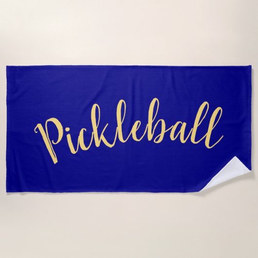 PICKELBALL Fun Script Royal Navy Blauwe Achtergron Strandlaken (Voorkant)