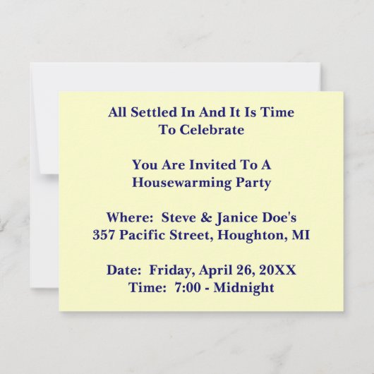 PICKET FENCE & HOUSEWARMING Party INVITATION Kaart (Achterkant)