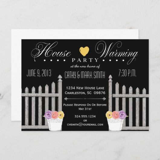 Picket Fence HouseWarming Party Uitnodiging (Voorkant / Achterkant)