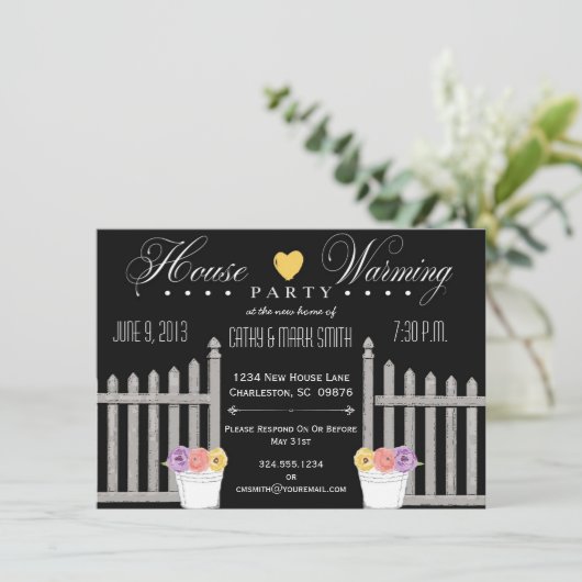 Picket Fence HouseWarming Party Uitnodiging (Staand voorkant)