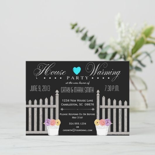 Picket Fence HouseWarming Party Uitnodiging (Staand voorkant)
