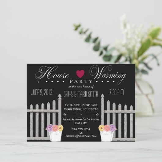 Picket Fence HouseWarming Party Uitnodiging (Staand voorkant)