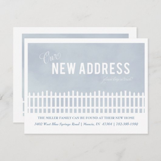 Picket Fence Moving-aankondiging Feestdagenkaart (Voorkant / Achterkant)