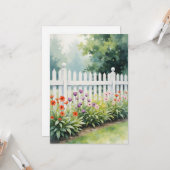 Picket Fence with Flowers Think of You Flat Kaart (Voorkant / Achterkant in situ)