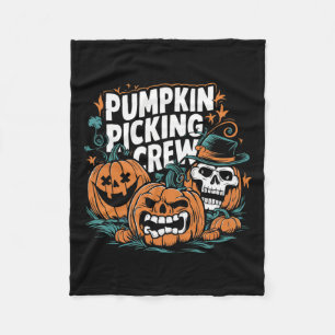 Picking Crew Grappige Pompoen Patch Halloween Kost Fleece Deken