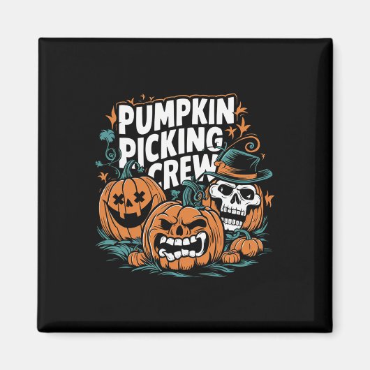 Picking Crew Grappige Pompoen Patch Halloween Kost Magneet (Voorkant)