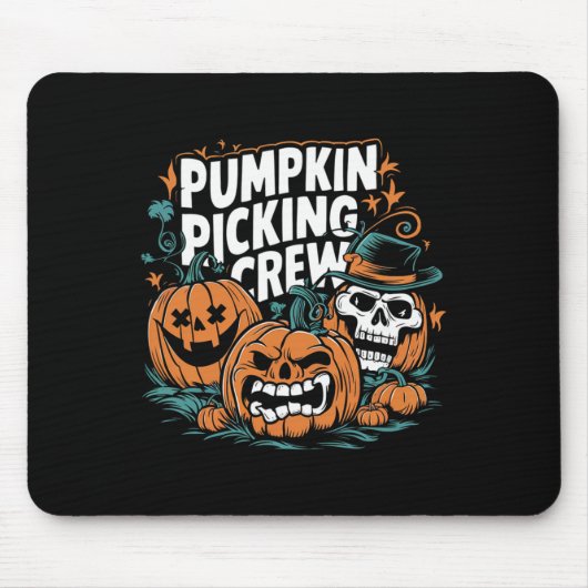 Picking Crew Grappige Pompoen Patch Halloween Kost Muismat (Voorkant)