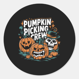 Picking Crew Grappige Pompoen Patch Halloween Kost Ronde Sticker