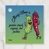 Pickle and Pepper Pals Funny Cartoon Pickles Jar Bedankjes Labels (Voorkant)