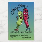 Pickle and Pepper Pals Funny Cartoon Pickles Voedselcontainer Etiket (Enkel label)
