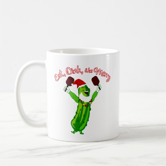 Pickle Ball-cadeau voor kerstbal — Santa Hat Koffiemok (Links)