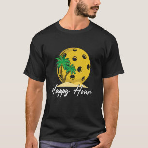 Pickle Ball Palmboom Happy Hour Pickleball Mannen T-shirt