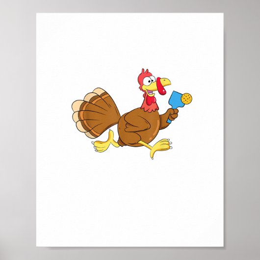 Pickle Ball Player Turkey Paddleball Thanksgiving Poster (Voorkant)