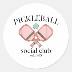 Pickle Ball Social Club EST 1965 Mannen Vrouwen Ronde Sticker