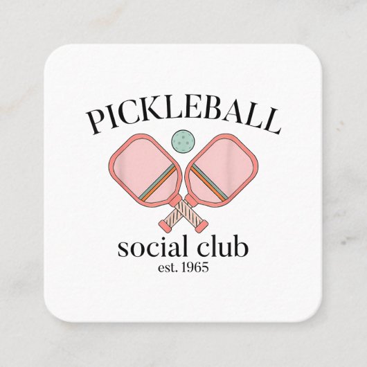 Pickle Ball Social Club EST 1965 Mannen Vrouwen Vierkante Visitekaartje (Voorkant)