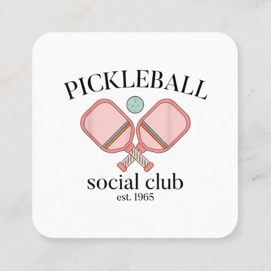 Pickle Ball Social Club EST 1965 Mannen Vrouwen Vierkante Visitekaartje (Achterkant)
