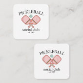 Pickle Ball Social Club EST 1965 Mannen Vrouwen Vierkante Visitekaartje (Voorkant / Achterkant)