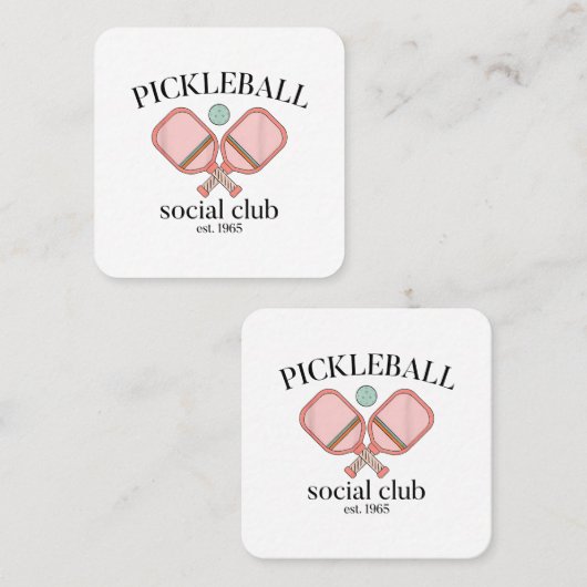 Pickle Ball Social Club EST 1965 Mannen Vrouwen Vierkante Visitekaartje (Voorkant / Achterkant)