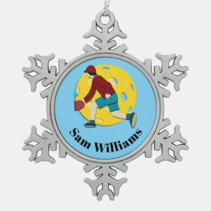 Pickle Ball Tin Sneeuwvlok Ornament