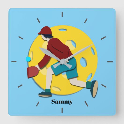 Pickle Ball Vierkante Klok (Voorkant)