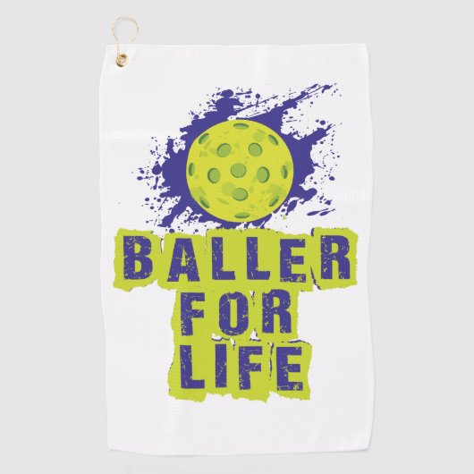 (Pickle) Baller for Life Towel Golfhanddoek (Voorkant)